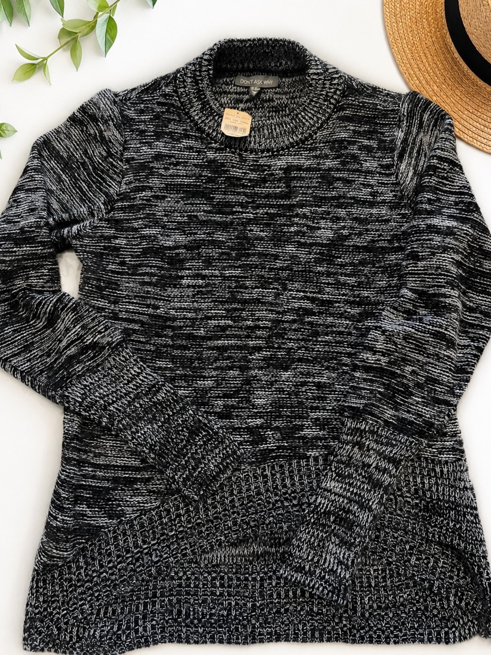 Don’t Ask Why Black White Marled Chunky Knit Sweater